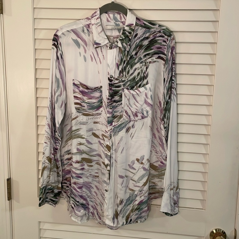 Stillwater the Brand Splashes of Color Dripping Jewel Tone Painted Strokes Shirt